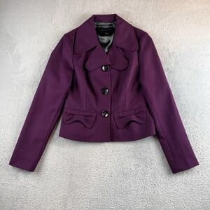 Banana Republic Purple Wool Blend Cropped Jacket Size 4 Blazer